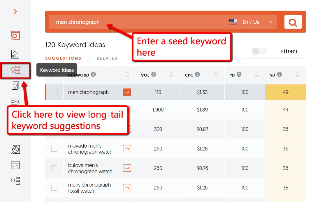 How searching for the best keyword using Ubersuggest can help increase your web conversion