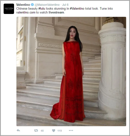 Live streamed shopping used by valentino Fashion House